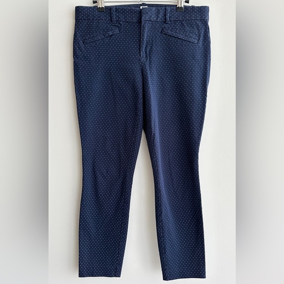 GAP Women’s Navy Blue and White Polka Dot Skinny Ankle Pants, Size 8 Regular - Picture 2 of 16